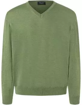 Maerz Strickpullover aus Schurwolle mit V-Ausschnitt (490400) sunny green