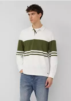 s.Oliver Baumwoll-Sweatshirt mit Polokragen und Knopfleiste olive creme 2174932.79G7.