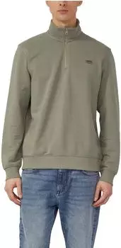 s.Oliver Sweatshirt mit Troyer-Kragen und Logo-Patch olive 2178511.7853.