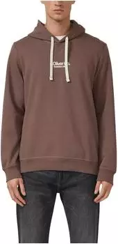 s.Oliver Kapuzenpullover aus Baumwollmix mit Logo-Print braun 2169153.89D1.