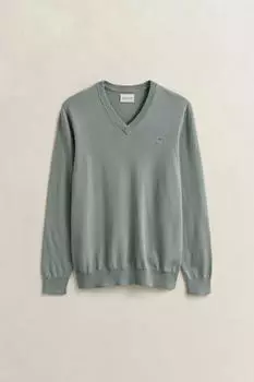 GANT Classic V-Neck Pullover aus Baumwolle (8030562) ceramic grey