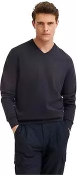 Bugatti Basic Essential V-Ausschnitt-Pullover Regular Fit (7300-95510) blau/marine
