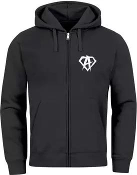 Neverless Alpha Logo Print Zip Hoodie (22411) schwarz
