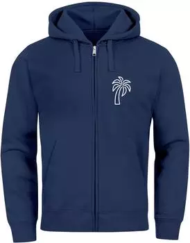 Neverless Palm Line Art Motiv Hoodie Zip Jacke (22423) navy