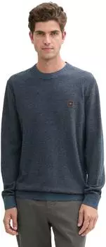 Tom Tailor Strickpullover mit Logo-Badge (1044570) navy blue green multicolor
