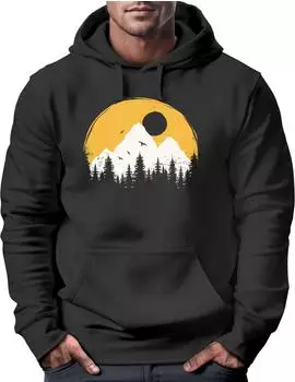 Neverless Outdoor Print Natural Badge Logo Hoodie schwarz