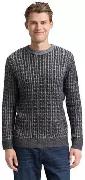 Tom Tailor Strickpullover mit Rundhalsausschnitt navy blau plated