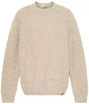 Timberland Chunky Yarn Lambswool Pullover mit Zopfmuster beige