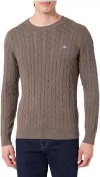 GANT Zopfstrick Rundhalspullover aus Baumwolle (8050601) seawood melange