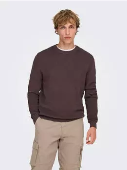 Only & Sons Dan Crew Neck Knit NOOS Pullover dunkelbraun