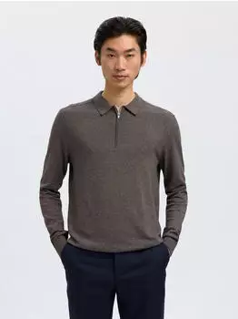 Selected SLHBERG LS HALF ZIP POLO NOOS Polokragenpullover (WK7NA) morel detail:twist