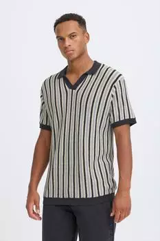 Blend BHCarly Modernes Strick-T-Shirt mit Polokragen nachtblau/taubenblau/offwhite