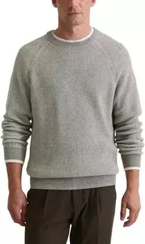 Marc O'Polo Rundhalspullover Regular Fit Double-Face-Cotton (531516060208) grau melange
