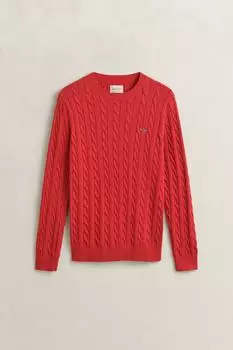 GANT Zopfstrick Rundhalspullover aus Baumwolle (8050601) rot/rose red
