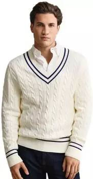 GANT Zopfstrick Rundhalspullover aus Baumwolle (8050601) cream