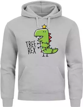 MoonWorks Tree Rex Kapuzenpullover Dinosaurier Grafik (41461) grau/blau