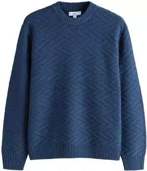Next Fashion Pullover mit Rundhalsausschnitt Regular Fit mit Zopfmuster (NXTuqx) dunkelblau