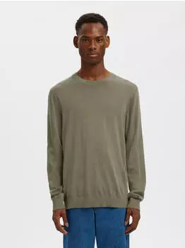 Selected Tower Merino Rundhals-Pullover Slim Fit (SEM5080013000004) grün