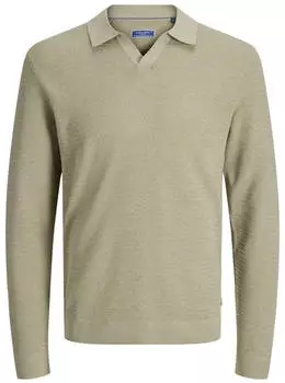 Jack & Jones Riley Poloshirt in Strick-Optik (5715867513888) beige