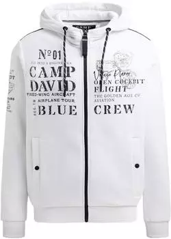 Camp David Sweatjacke Loose Fit schwarz/wei&szlig;