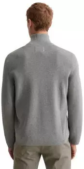 Marc O'Polo Zip-Stehkragen-Cardigan aus softem Baumwolle-Schurwolle-Mix (620501661002) cloudy grau melange – Marc O'Polo Zip-Stehkragen-Cardigan – vielseitiger Begleiter für Business und Freizeit
