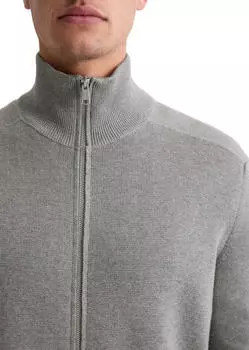 Marc O'Polo Zip-Stehkragen-Cardigan aus softem Baumwolle-Schurwolle-Mix (620501661002) cloudy grau melange – Flexibel kombinierbar dank durchdachtem Design