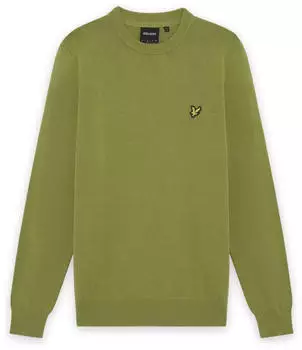 Lyle & Scott Baumwoll-Merino Rundhals-Pullover grün