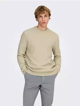 Only & Sons ONSDAVE REG LS Crew Neck Knit NOOS Strickpullover Regular Fit (28658348) silver lining detail:cloud dancer/greige