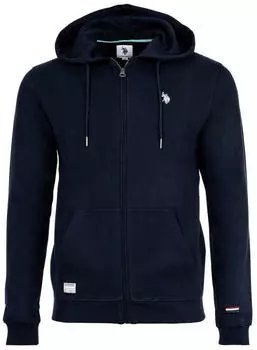 U.S. Polo Assn. Diagonal Fleece Carbon Finish Zip Hoodie Sweatjacke dunkelblau