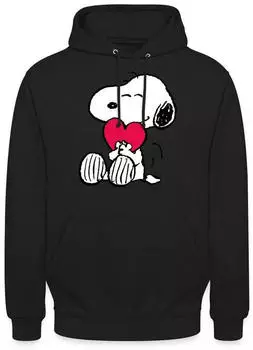 spreadshirt Peanuts Snoopy Heart Love Unisex Hoodie (D301861044P1047-96662-app2-size94) schwarz