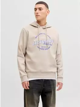 Jack & Jones JJELOGO SWEAT HOOD 2 COL NOOS Kapuzensweatshirt mit Print, Regular Fit (12279649) moonbeam/creme/blau/wei&szlig;