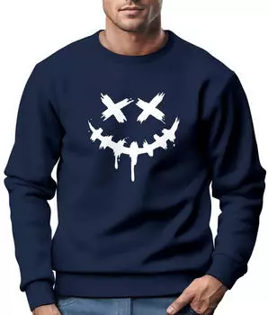 Neverless Smile Print Rundhals-Sweatshirt (22759) navy
