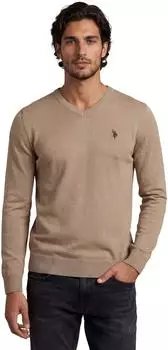 U.S. Polo Assn. UMEdmond Classic Fit V-Neck Pullover camel-melange-braun