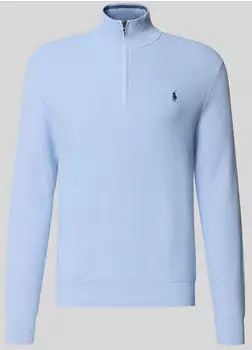 Polo Ralph Lauren Pullover in Cremeweiß mit gesticktem Pony und kurzem Reißverschluss-Blau (710932304536)