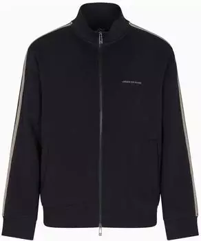 Armani Exchange Long Sleeve Side Logo Lettering Zip Closure Sweatshirt (XM001361) deep navy