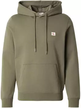 Calvin Klein 400GSM Terry Badge Hoodie Sweatshirt (J326404) dusty olive