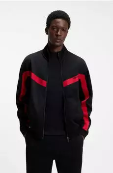 HUGO Darti Sweatjacke Stehkragen Relaxed Fit rot/schwarz