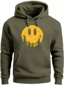 Neverless Skull Captain Hoodie mit Frontprint grün