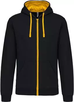 Kariban K466 Bicolor Kapuzensweatshirt mit Reißverschluss (K466) schwarz/gelb