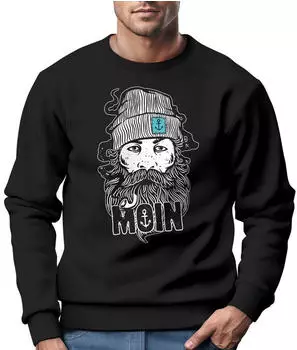 Neverless Moin Kapitän Bart Anker Nordisch Hamburg Crewneck Sweatshirt Regular Fit (22807) navy