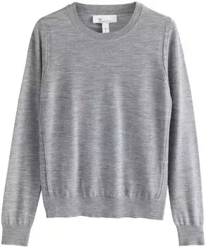 Next Fashion Essential Regular Fit Pullover mit Zopfmuster in Wellenform (F2745504) graumeliert