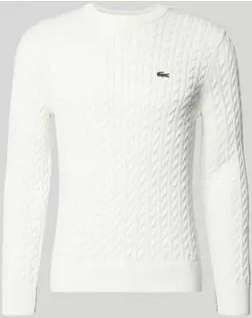 Lacoste Strickpullover aus gek&auml;mmter Wolle mit Rundhalsausschnitt (AH2924) offwhite/beige