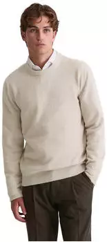 Marc O'Polo 620502360074 Crew Neck Pullover aus strukturiertem Wolle-Mix hellbraun