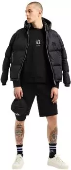 Armani Exchange Icon Project Sweatshirt mit gesticktem Logo und Rundhalsausschnitt (XM000368) schwarz