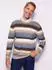 Sieh an! Rundhals-Pullover Langarm Jacquard ecru-mittelblau-geringelt