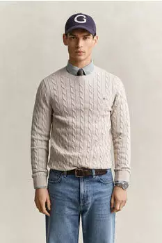 GANT Zopfstrick Rundhalspullover aus Baumwolle (50631334) clay beige