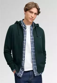 Superdry Studios Essential CTTN Ziphood Strickjacke slim fit heritage dark pine green