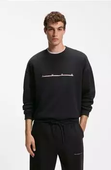 HUGO Sweatshirt aus Baumwolle mit weit gesetztem Logo-Print - Style Datrisweat 50568124 Schwarz