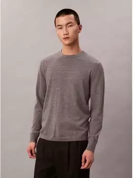 Calvin Klein 100% Merino Crew 14GG Strickpullover Regular Fit (94077248) med grey htr