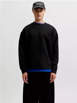 Jack & Jones JJEBARRON SWEAT CREW NECK NOOS Sweatshirt Loose Fit (12148959) schwarz